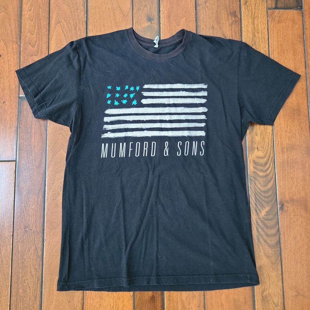 Mumford & Sons T-Shirt 2015 Tour 2 Sided Band Cities Concert Flag Size M